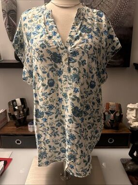 Cynthia Steffe Cream Tunic with Blue Floral Print